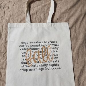 Fall Vibes Tote Bag - 'Hello' Script on Cream Canvas